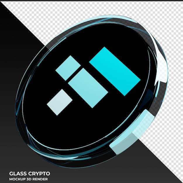 PSD ftx token ftt glass crypto coin 3d illustration