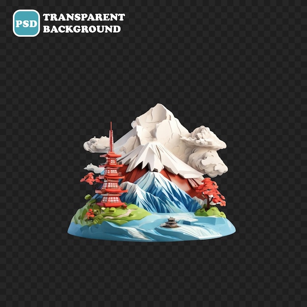 PSD fuji icon isolated 3d render illustration