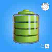 PSD full battery transparent 3d object illustration