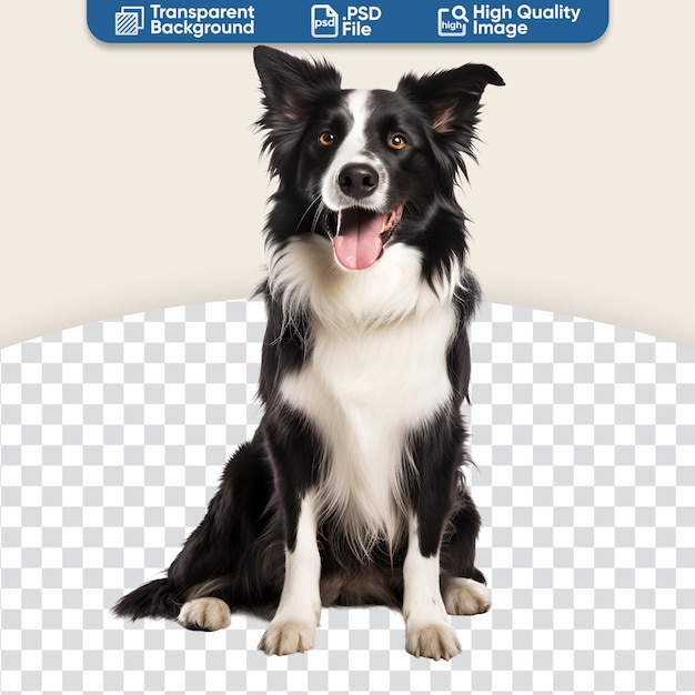 PSD full body of a happy sitting border collie dog