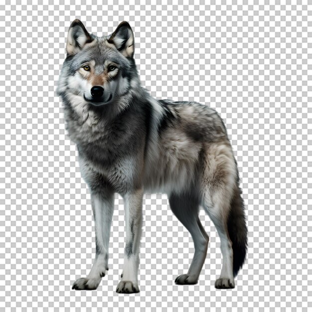 Full body wolf isolated on transparent background