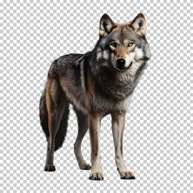 Full body wolf isolated on transparent background