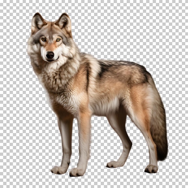 Full body wolf isolated on transparent background