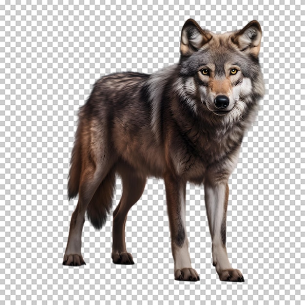 PSD full body wolf isolated on transparent background