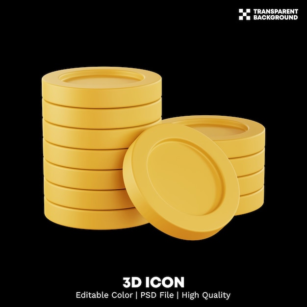 Full editable color 3d rendering coin illustration icon