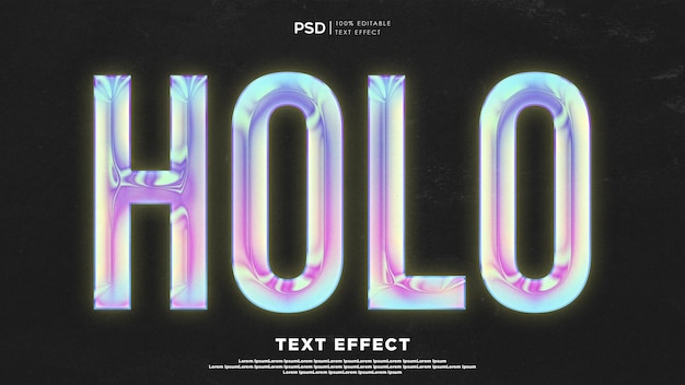 PSD full editable psd hologram text effect