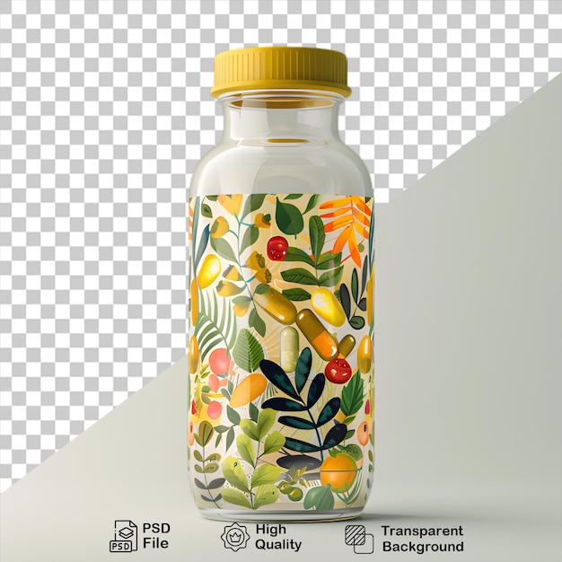 Full juice glass bottle mockup isolated on transparent background