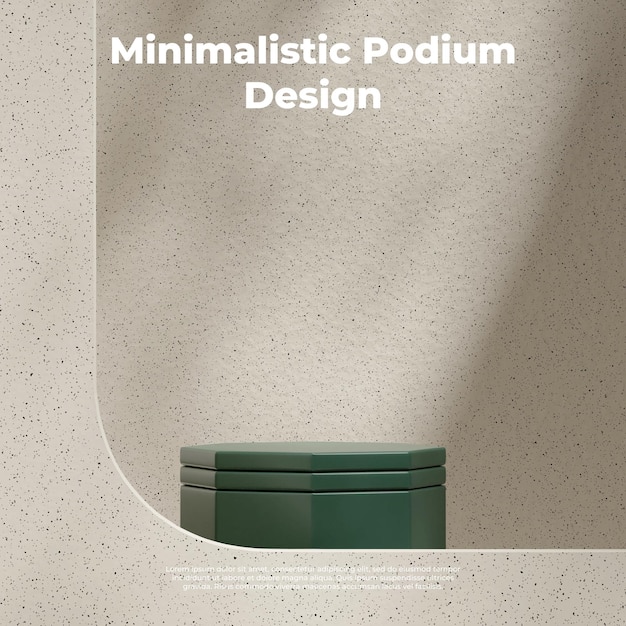 Full natural ceramic texture environment green podium 3d rendering scene in square layout