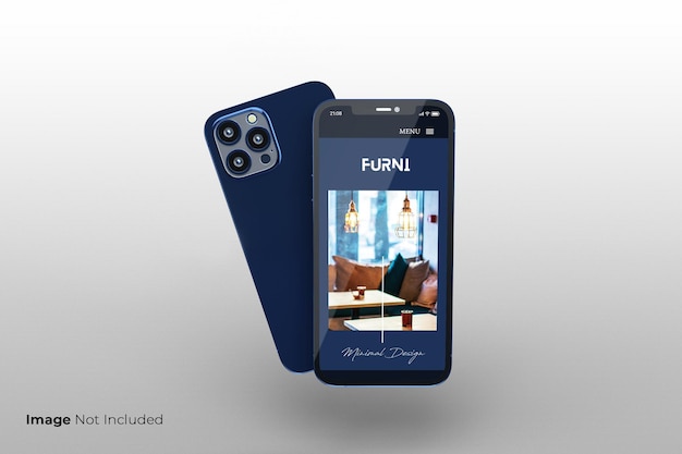 Полноэкранный синий дизайн макета смартфона