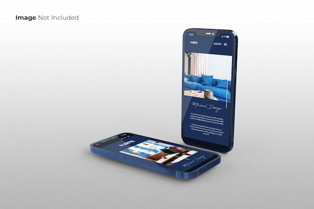 Design mockup per smartphone blu a schermo intero