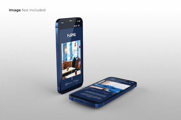 Design mockup per smartphone blu a schermo intero