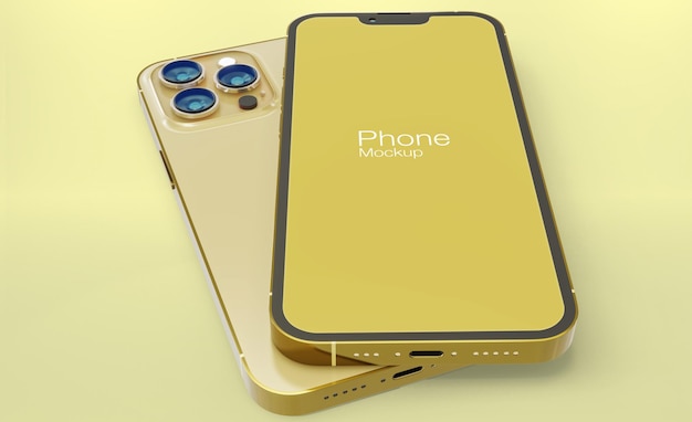 PSD full screen gold smartphone mockup design psd