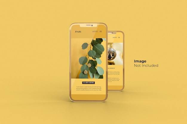 Design mockup per smartphone oro a schermo intero