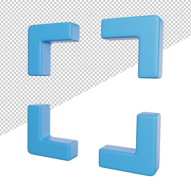 Full Screen Sign side view 3d rendering icon illustration on transparent background