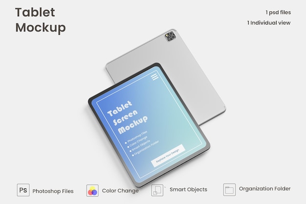 Design mockup per tablet a schermo intero psd premium