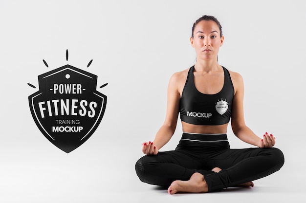 Full shot woman meditation pose