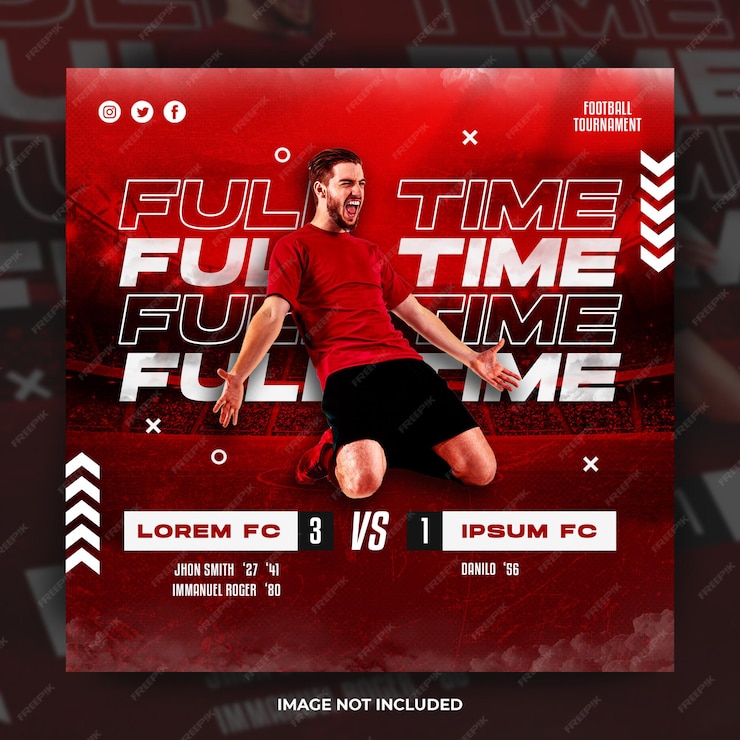  Full time football tournament social media post or banner template