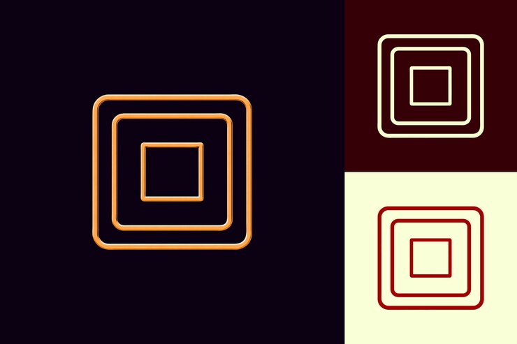 PSD fullscreen icon with a small square outline and a few lines abstract minimalist icon designs