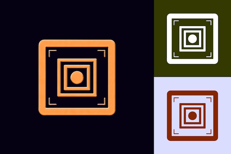 PSD fullscreen icon with a small square outline and a few lines abstract minimalist icon designs