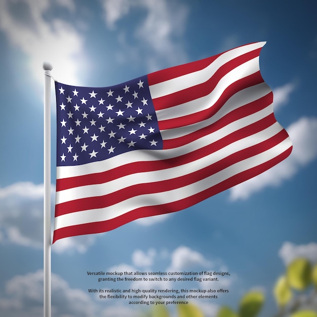Premium psd fully customizable flag mockup