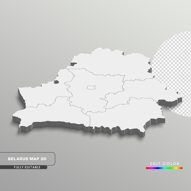 PSD 完全に編集可能な 3 d アイソ メトリック ホワイト ベラルーシ、州または地域、白の孤立した背景。