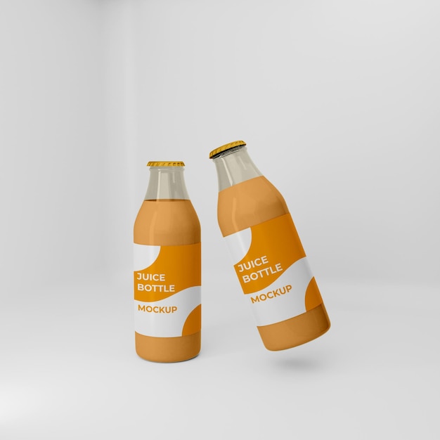 Mockup di bottiglia di succo d'arancia 3d completamente modificabile