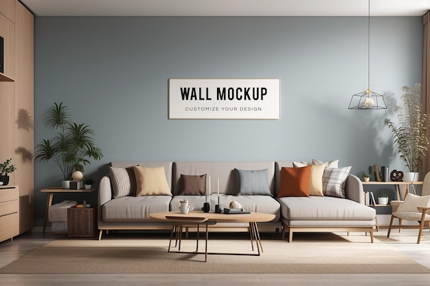 Premium PSD | Fully editable interior living room wall mockup