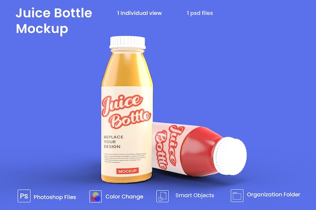 Fully editable mockup with glass bottles of different flavours