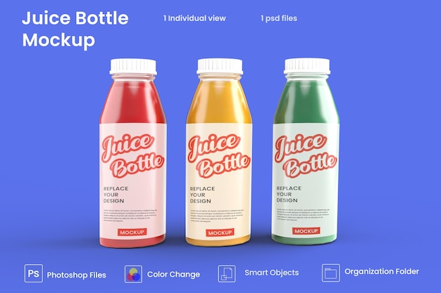 Fully editable mockup with glass bottles of different flavours