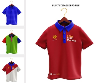 Premium PSD | Fully editable red polo shirt mockup template