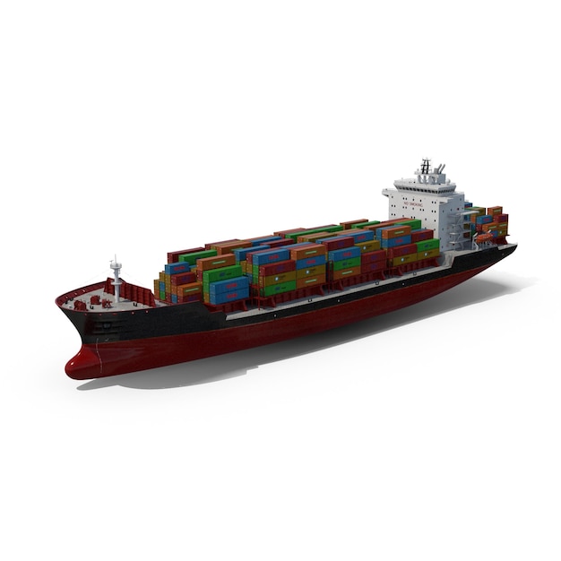 A fully loaded container ship sailing on the open sea ready to deliver goods worldwide