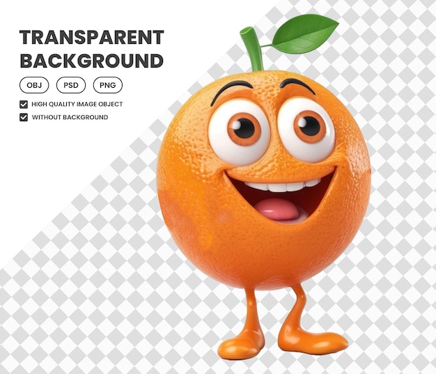 PSD fun 3d cartoon funny cute orange