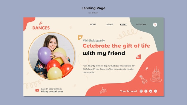 fun birthday landing page