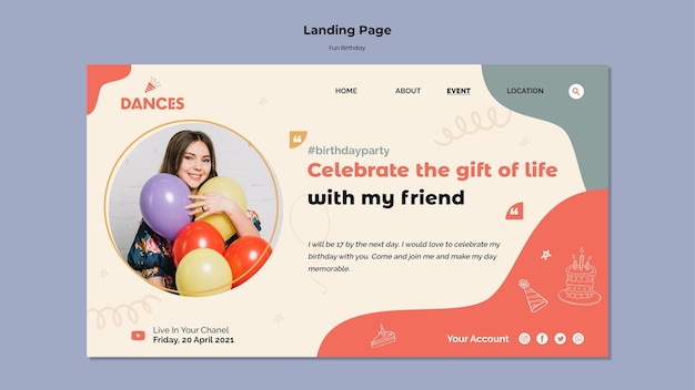 PSD fun birthday landing page