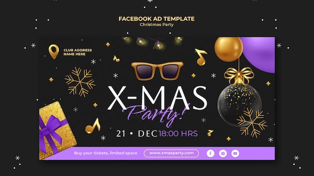 PSD divertente modello di facebook per la festa di natale