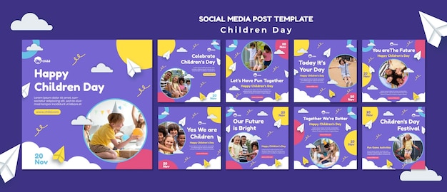 Fun colorful children's day ig posts collection