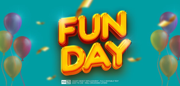 fun day with celebration design with custom text editable 3d text effect