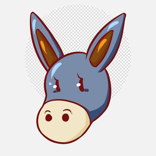 Fun donkey with face expression on white background