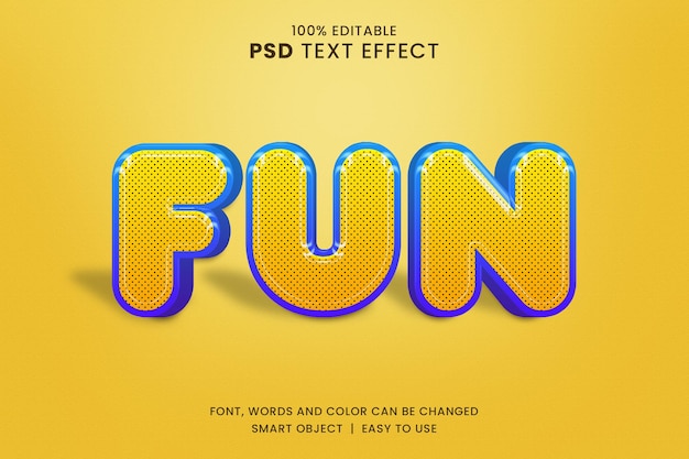 Fun editable text effect with cartoon style 3d text effect