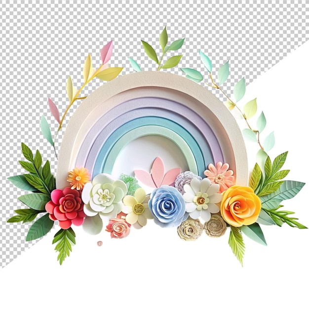 PSD fun floral rainbow design on transparent background