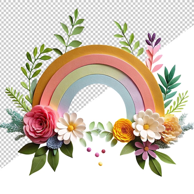 PSD fun floral rainbow design on transparent background