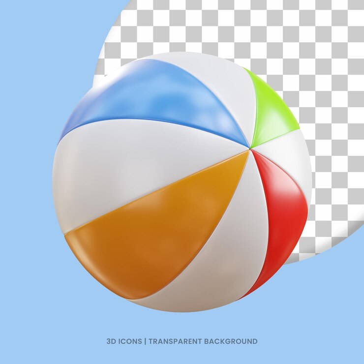 веселая 3D-икона пляжного мяча на летние каникулы