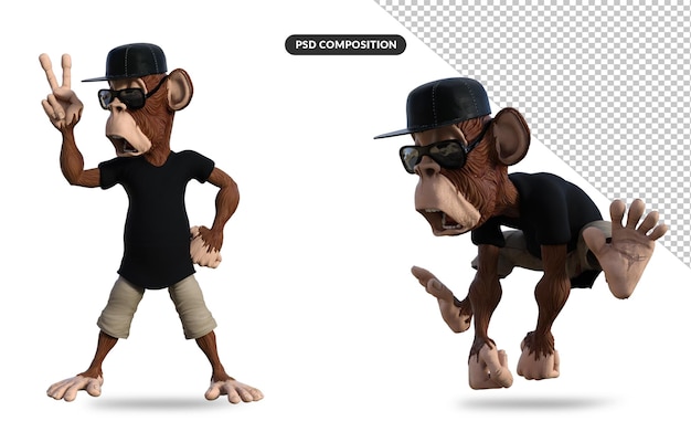 Fun Monkey 3d illustration