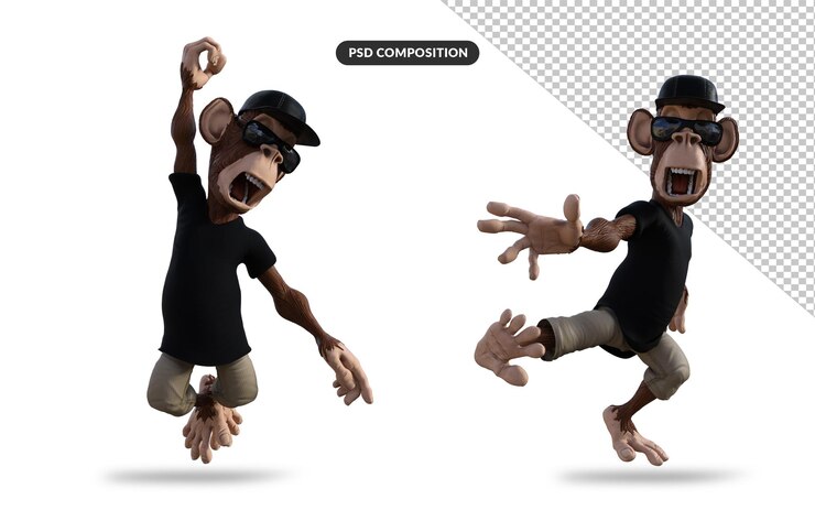 PSD веселая обезьяна 3d иллюстрация