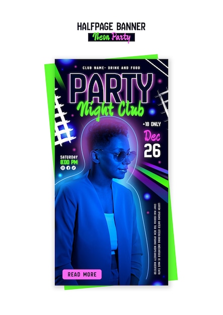 Fun neon party sjabloon