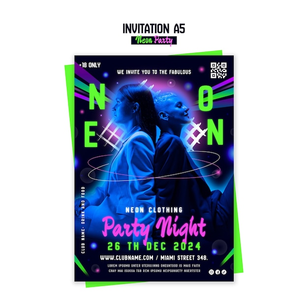 Fun neon party sjabloon