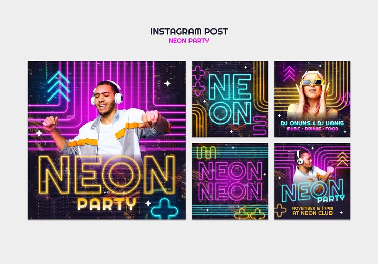 PSD fun neon party template
