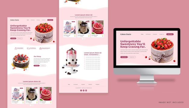 PSD fun playful pink cake shop website template