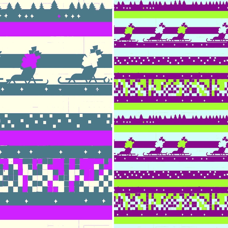 PSD fun winter toboggans with sled silhouettes and pixel art des illustration vector pattern designs