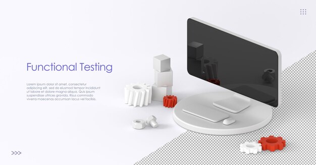 Functional testing isometric landing page Methodology of programming search errors and bugs in software website platform development dashboard usability optimization for computer